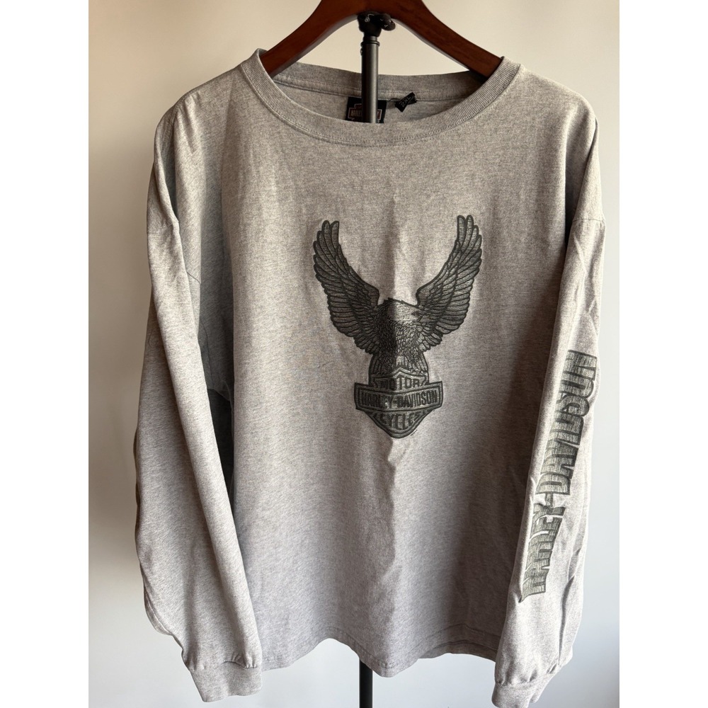 Gray Harley Davidson Eagle Docs, Shawano Wisconsin Long-sleeve Hit Size 2xl